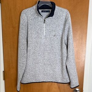 Nautica Men's Heather Gray Zip-Up Sweater